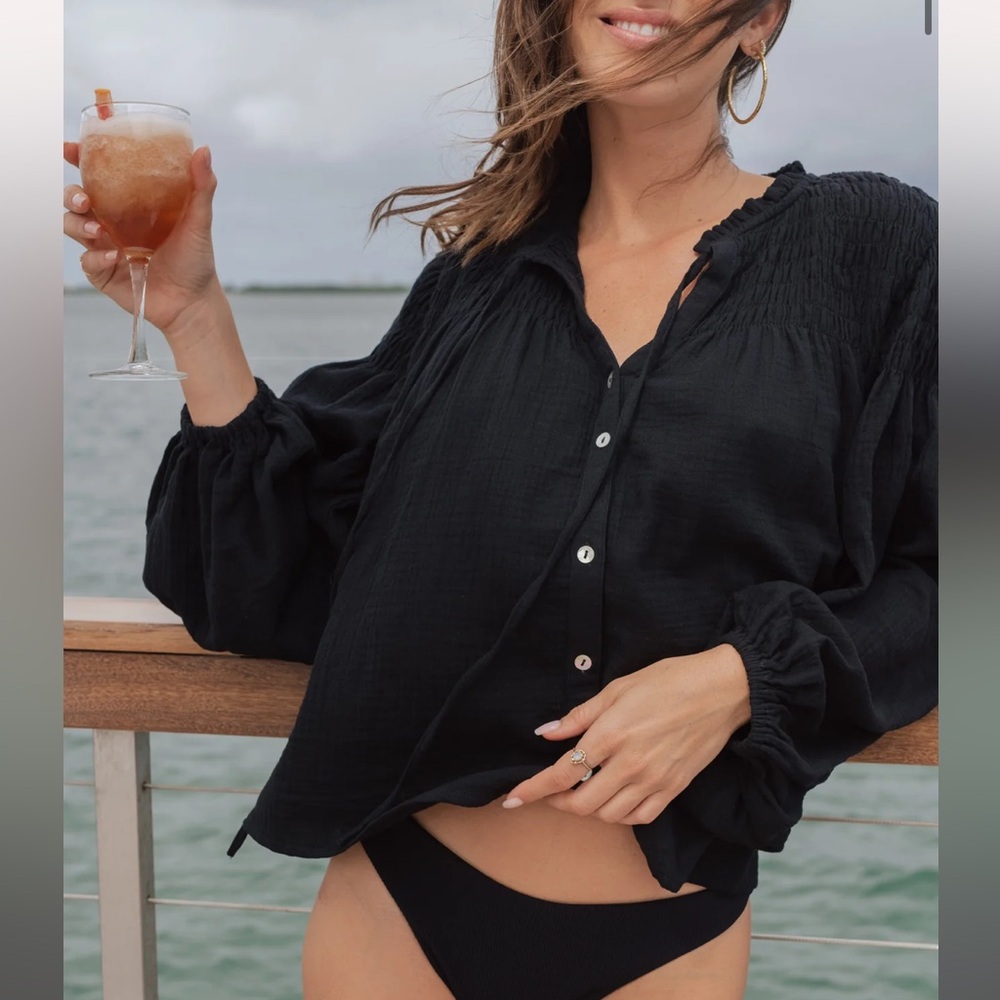NWT citrine LORELEI BLOUSE // BLACK (GAUZE) size S and L